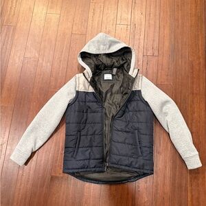 Women's Black and Gray Hooded Jacket
